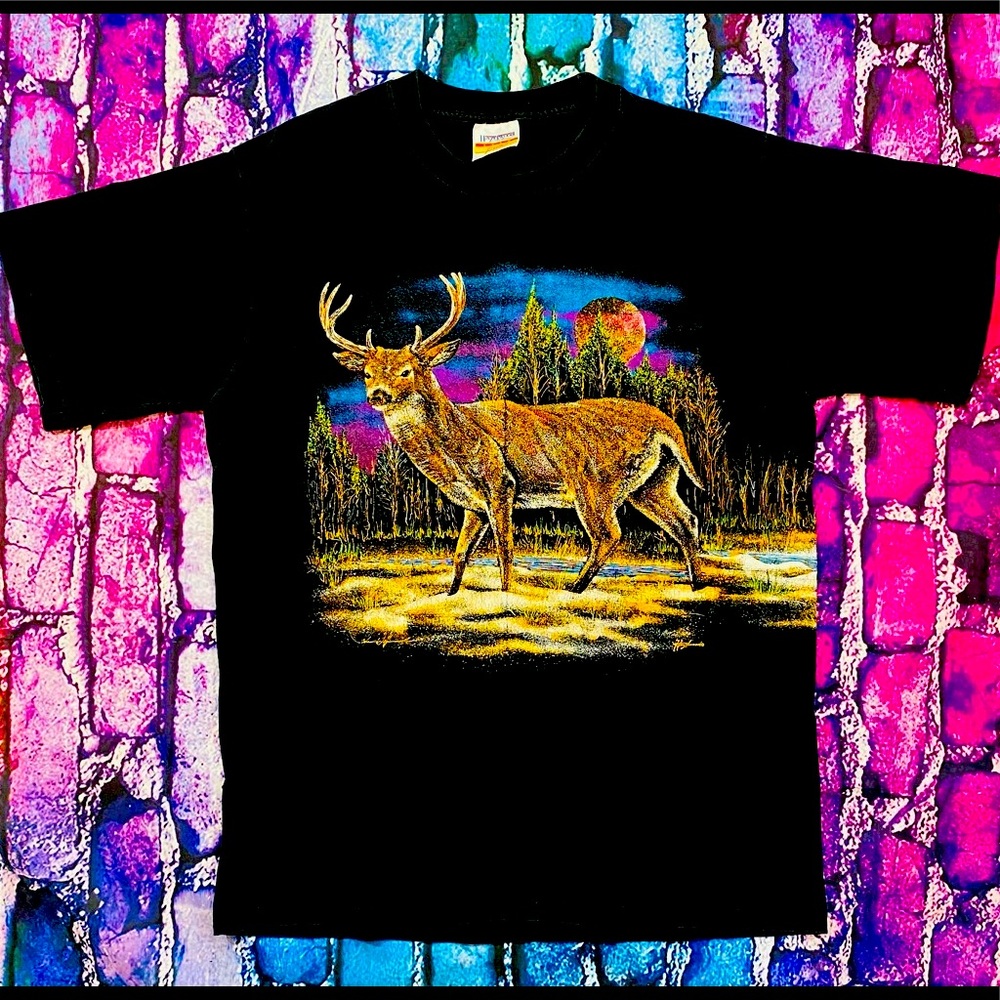 Vintage Deer 🦌 in Nature tee size Large single stitched